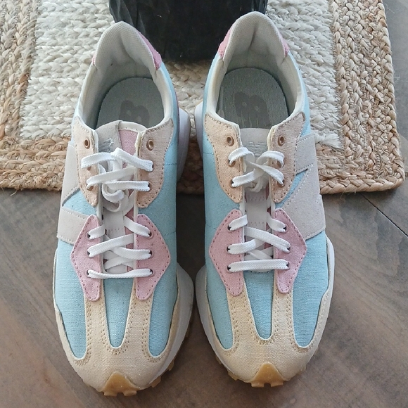 New Balance Women's Pink, Blue, and Tan Sneakers - Picture 2 of 8